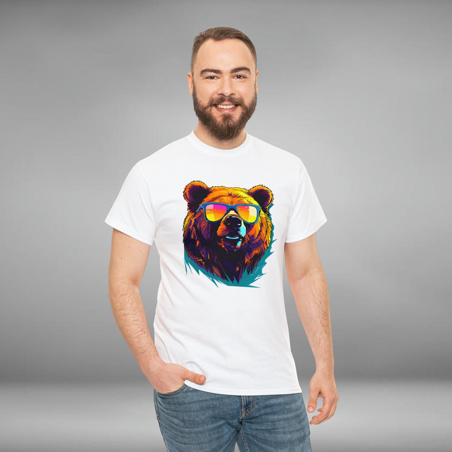 Cool Bear Wearing Sunglasses Unisex Heavy Cotton Tee