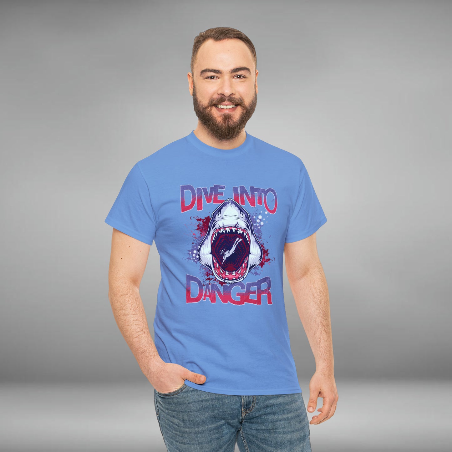 Dive Into Danger, Shark Unisex Heavy Cotton Tee