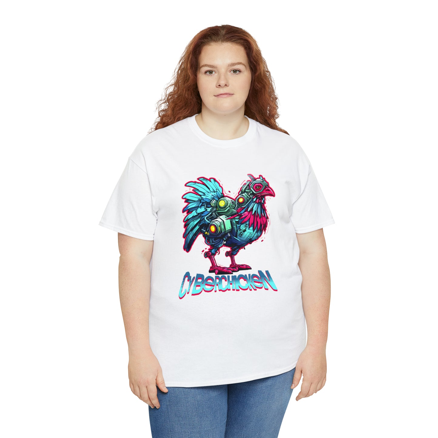 CyberChicken, Cyborg Chicken Unisex Heavy Cotton Tee