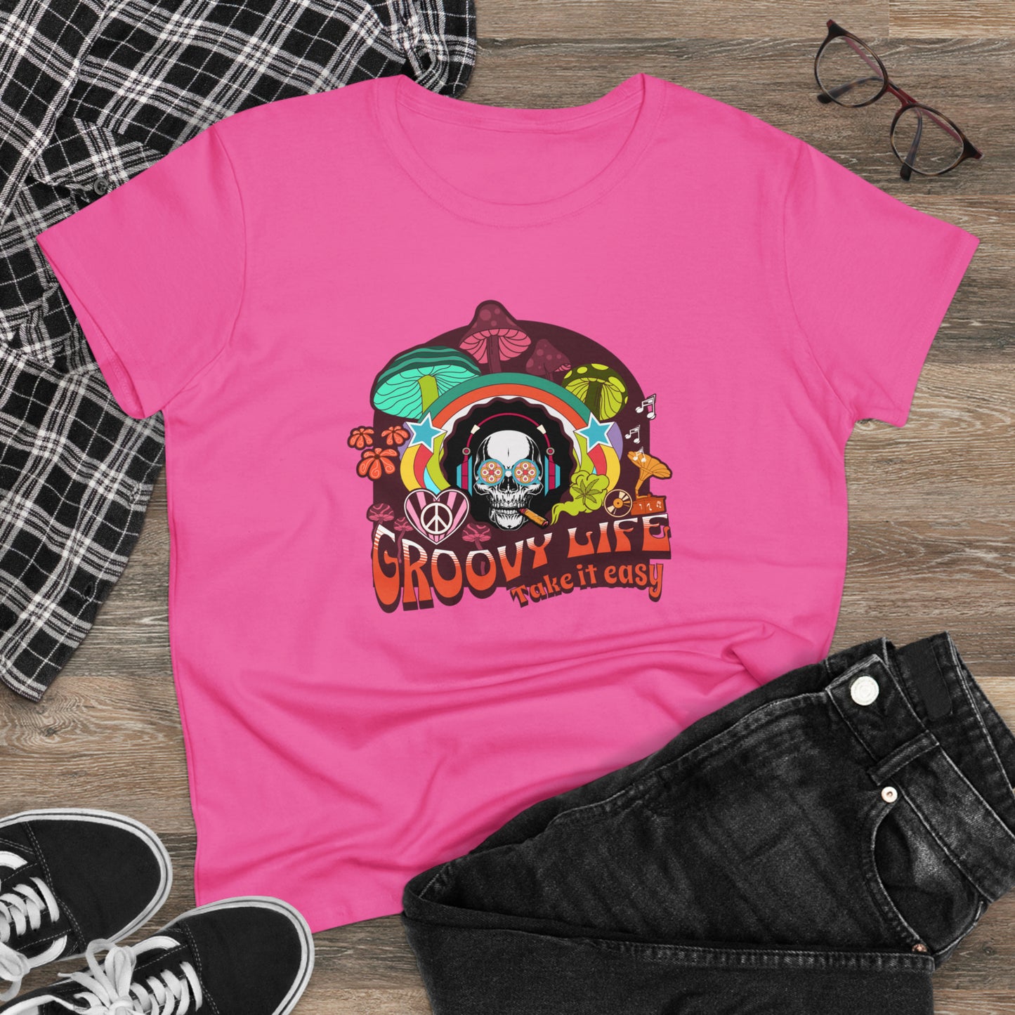 GROOVY LIFE, Retro Women's Midweight Cotton Tee