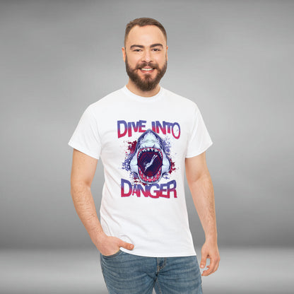 Dive Into Danger, Shark Unisex Heavy Cotton Tee