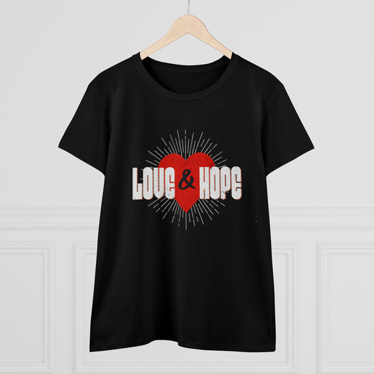 Love & Hope, Heart, Women's Midweight Cotton Tee