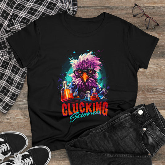 Clucking Science, Scientist Chicken Women's Midweight Cotton Tee