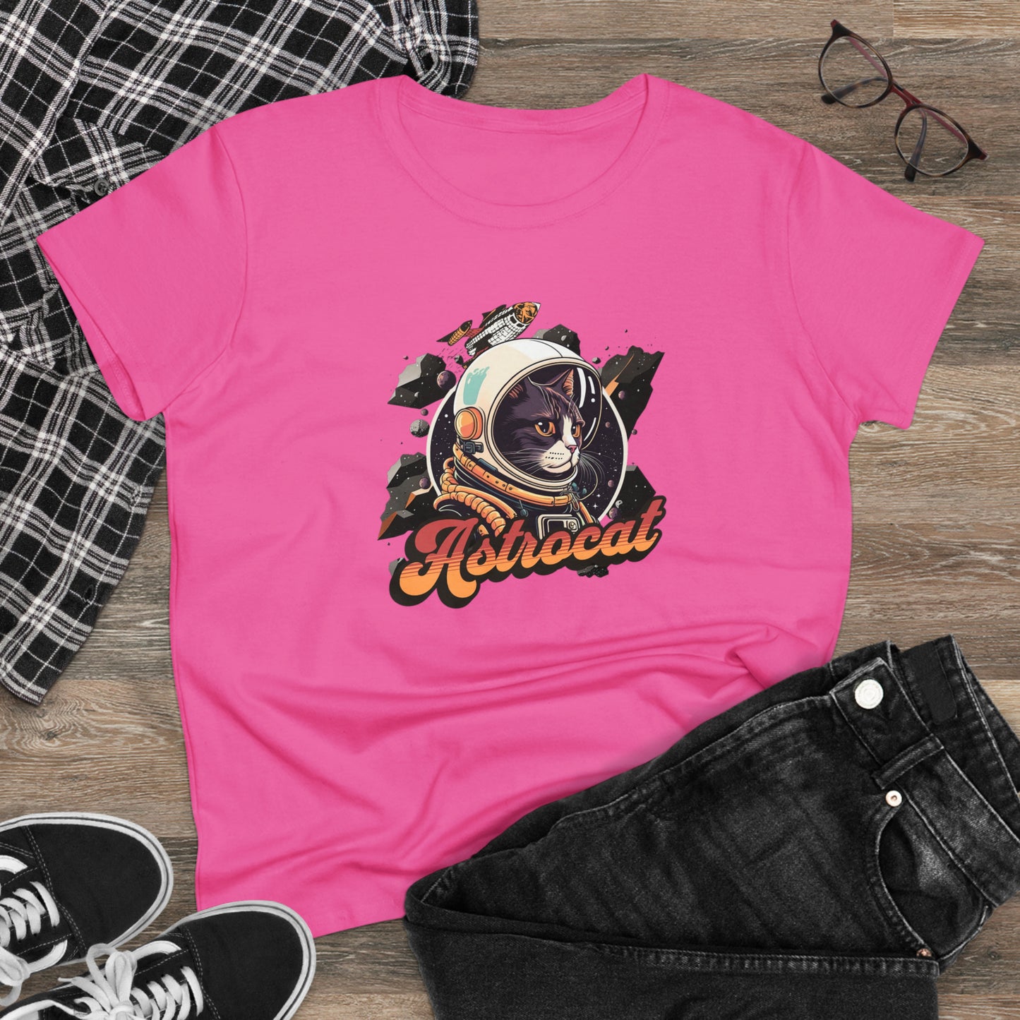 Astrocat, Women's Midweight Cotton Tee