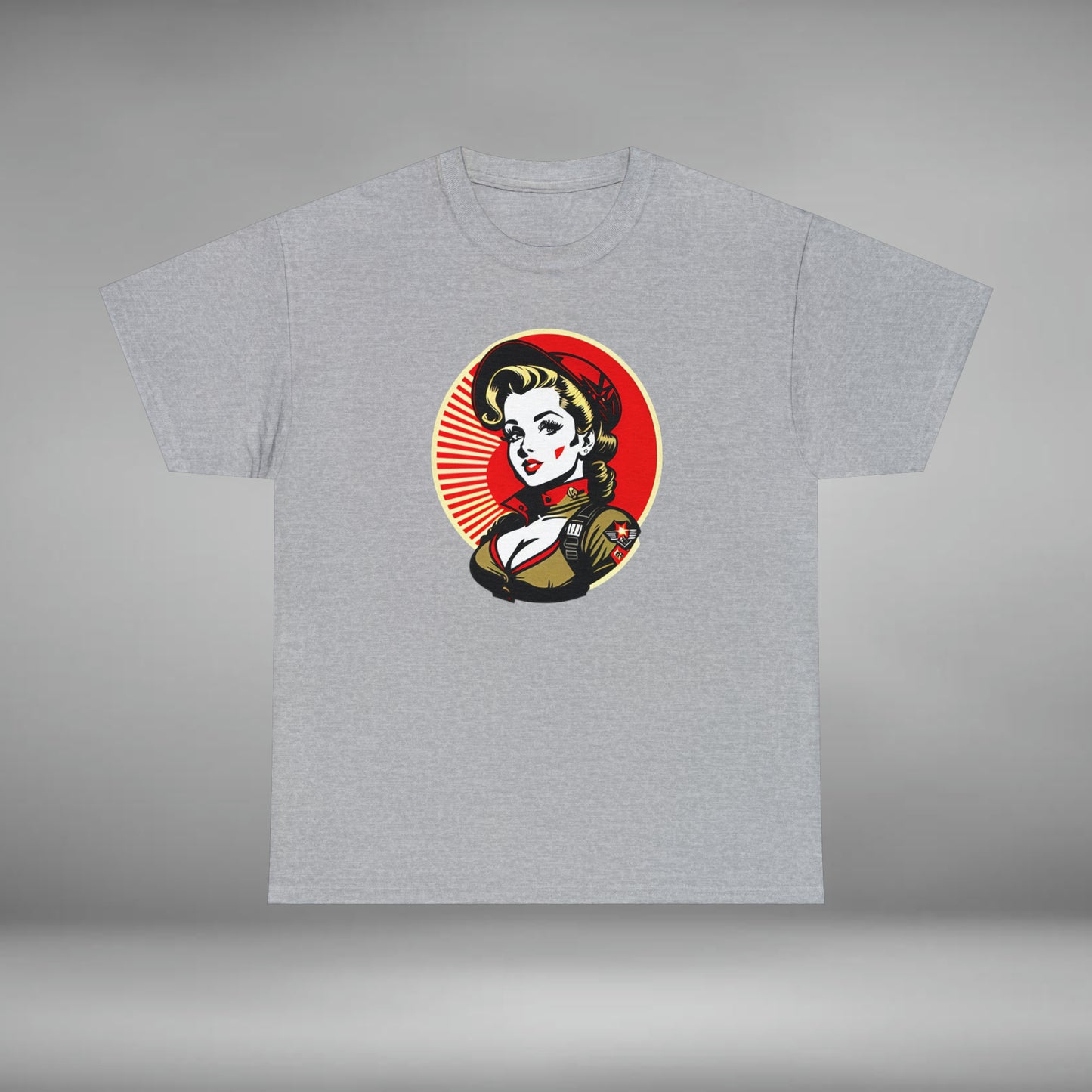 Military Pinup Model, Custom Unisex Heavy Cotton Graphic Tee