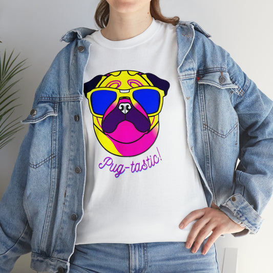 Pug- tastic, Pug Custom Graphic Unisex Heavy Cotton Tee