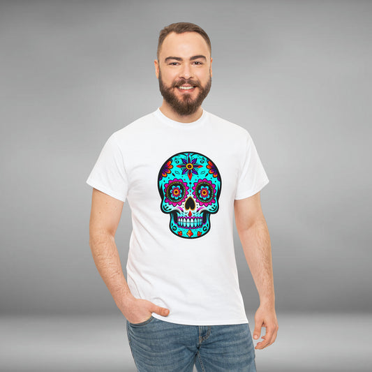 Day of The Dead Skull, Dia De Los Muertos, Unisex Heavy Cotton Tee