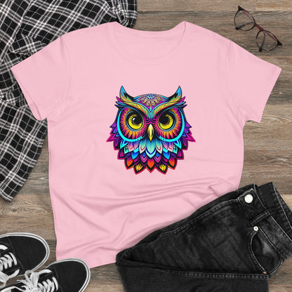 Colorful Owl, Women's Midweight Cotton Tee