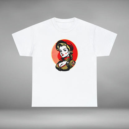 Military Pinup Model, Custom Unisex Heavy Cotton Graphic Tee