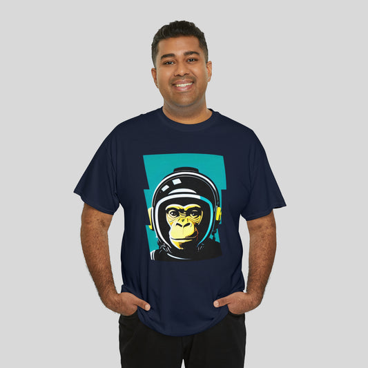 Space Monkey, Custom Graphic Unisex Heavy Cotton Tee