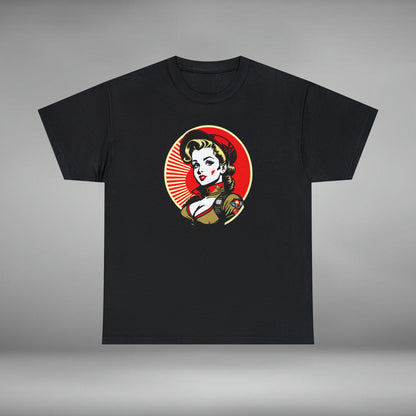 Military Pinup Model, Custom Unisex Heavy Cotton Graphic Tee