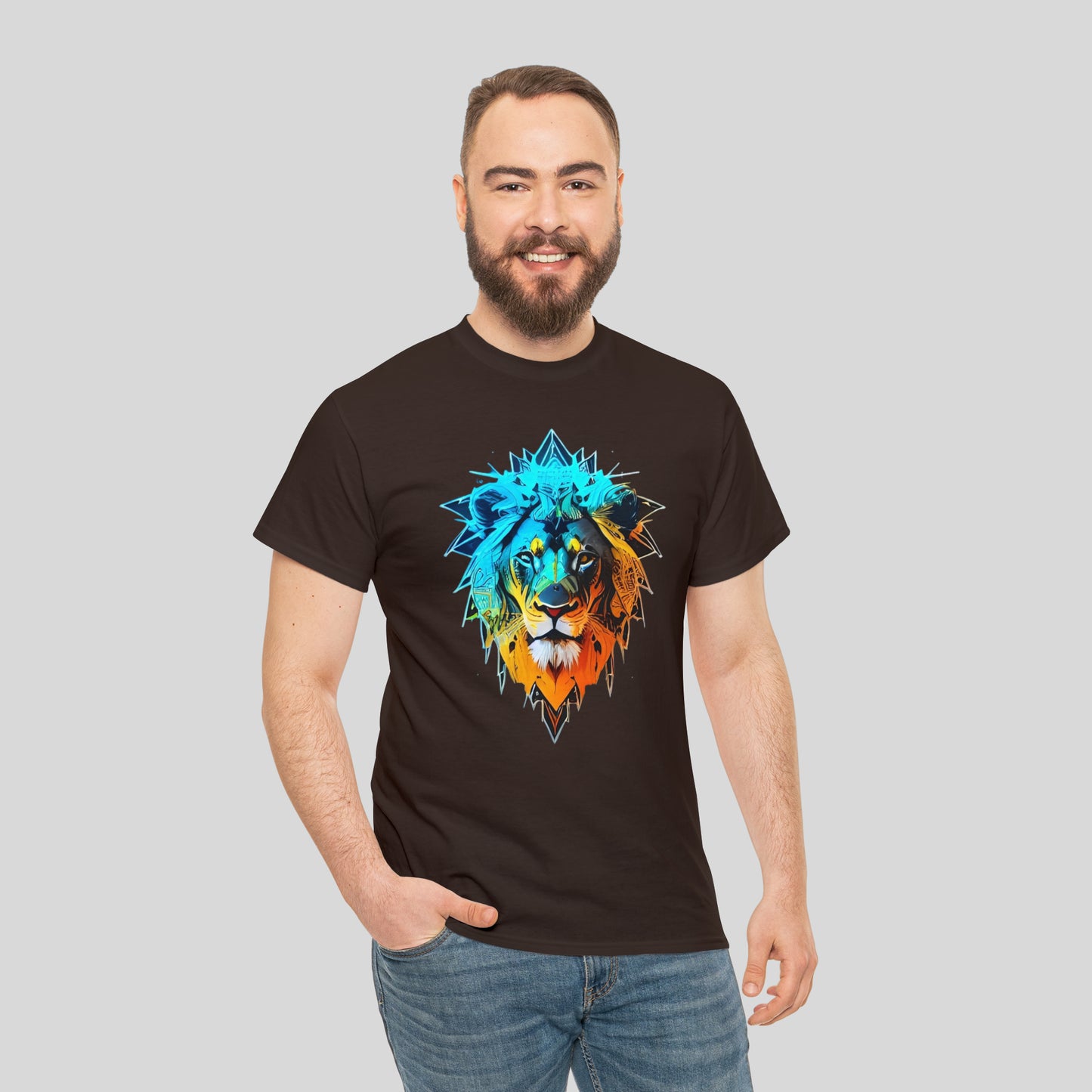 Colorful Lion, Custom Graphic Unisex Heavy Cotton Tee