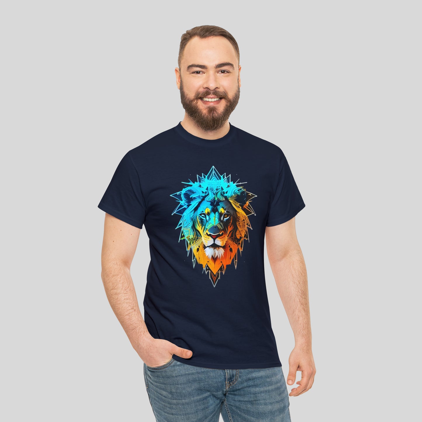 Colorful Lion, Custom Graphic Unisex Heavy Cotton Tee