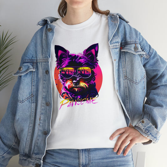 Pawsome, Yorkshire Terrier wearing sunglasses Unisex Heavy Cotton Tee