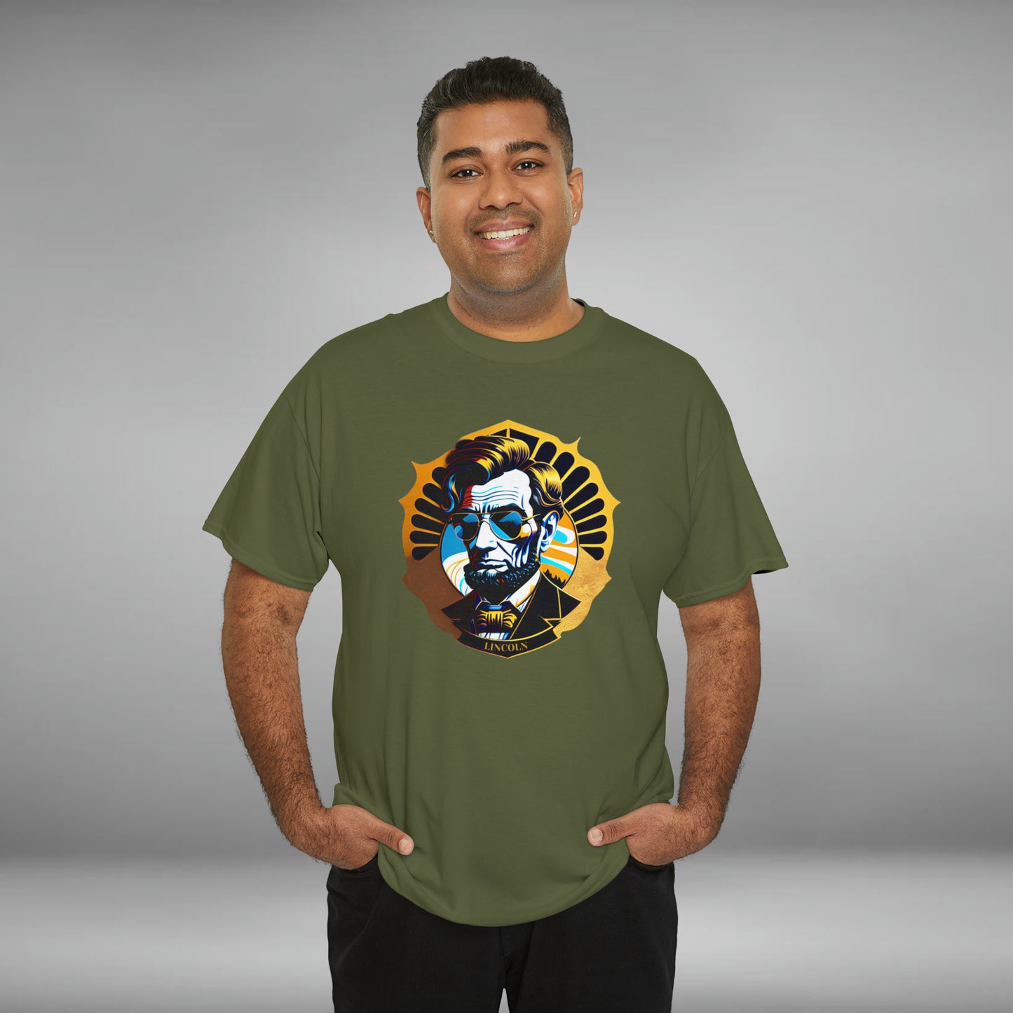 Abraham Lincoln, Custom Unisex Heavy Cotton Graphic Tee