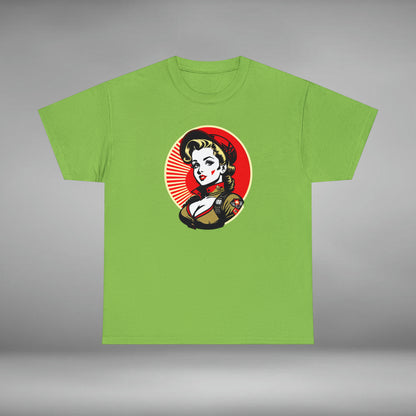 Military Pinup Model, Custom Unisex Heavy Cotton Graphic Tee