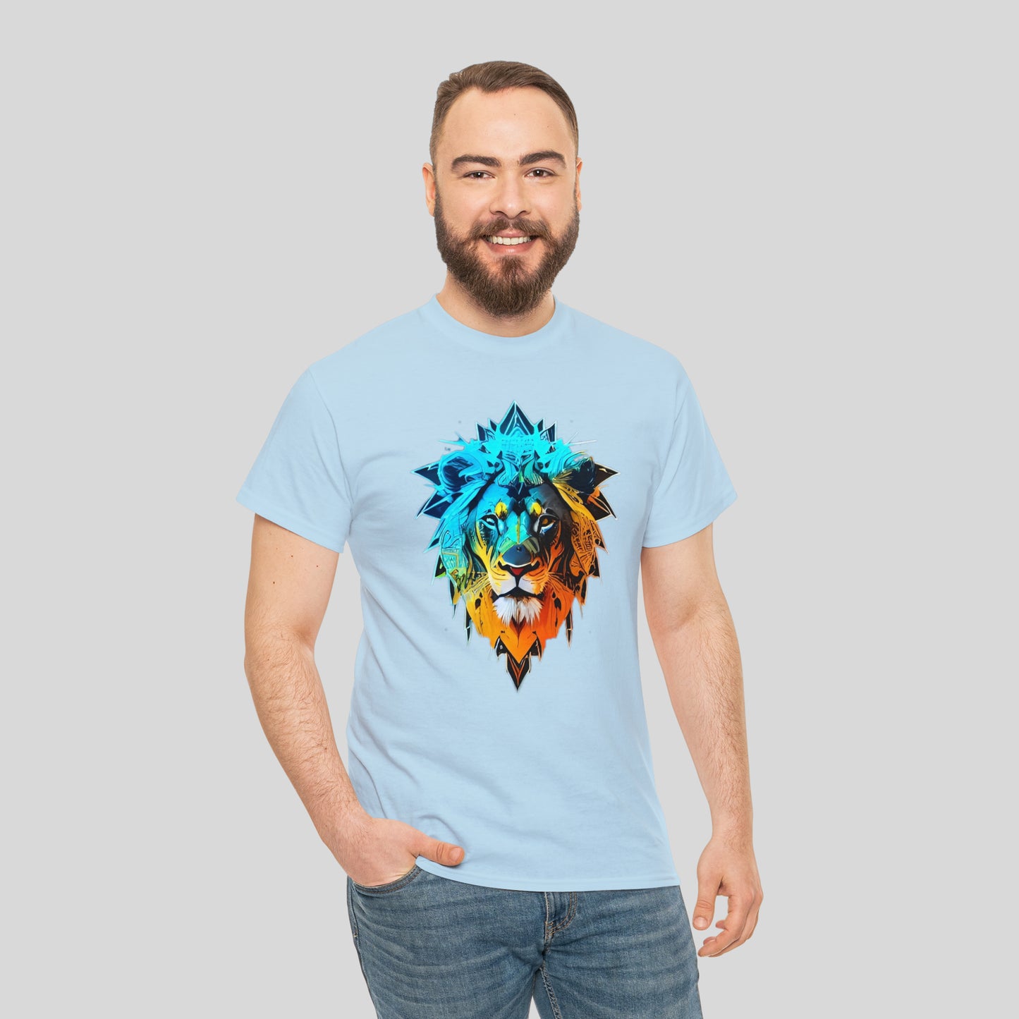 Colorful Lion, Custom Graphic Unisex Heavy Cotton Tee