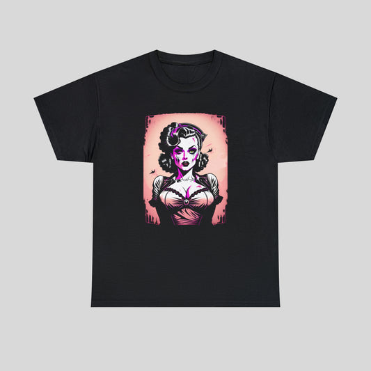 Zombie Pin-up Model, Custom Graphic Unisex Heavy Cotton Tee