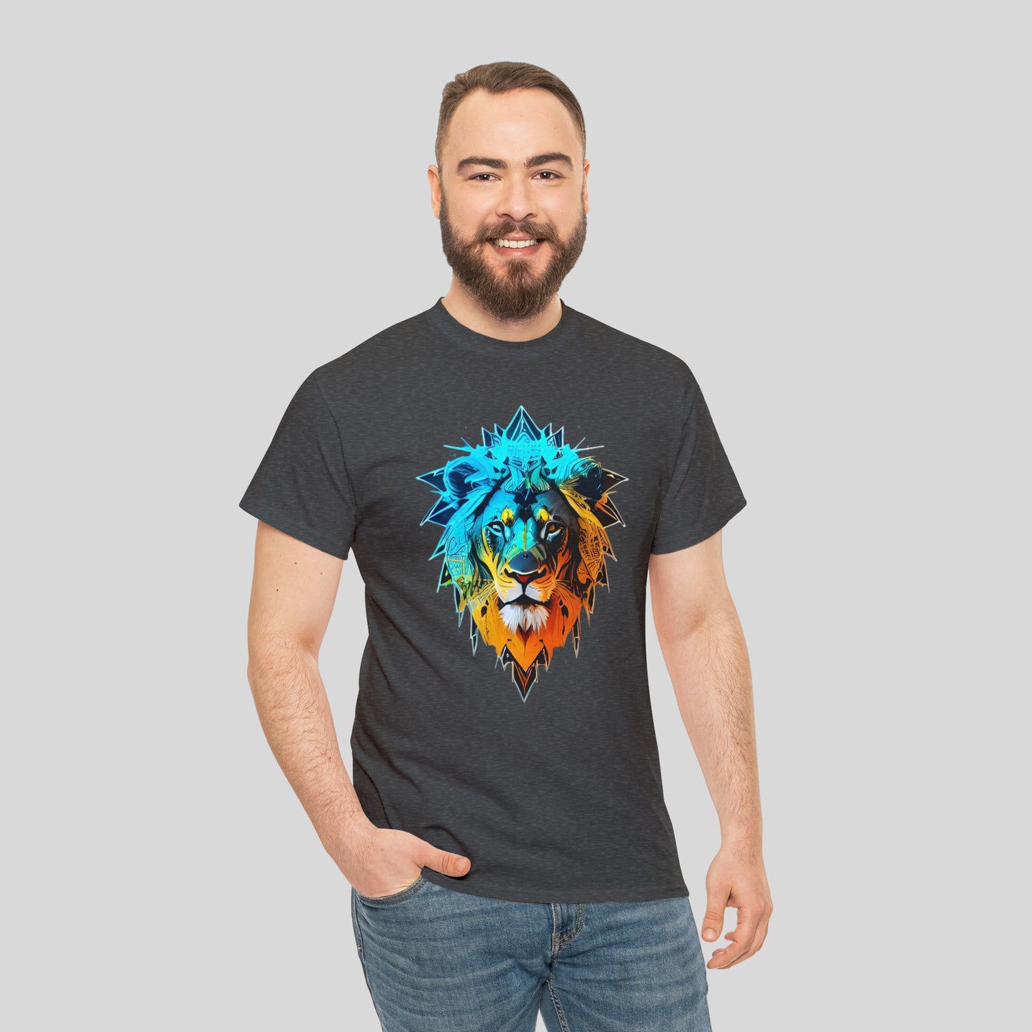 Colorful Lion, Custom Graphic Unisex Heavy Cotton Tee