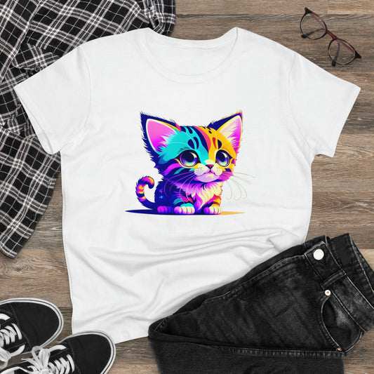 Cute Kitten Women's Midweight Cotton Graphic Tee
