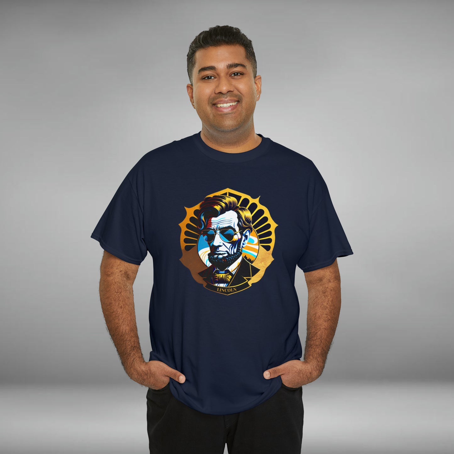 Abraham Lincoln, Custom Unisex Heavy Cotton Graphic Tee