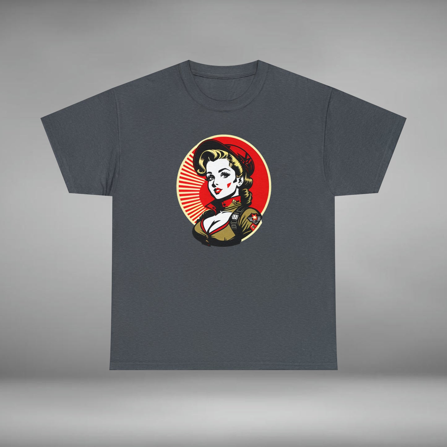 Military Pinup Model, Custom Unisex Heavy Cotton Graphic Tee