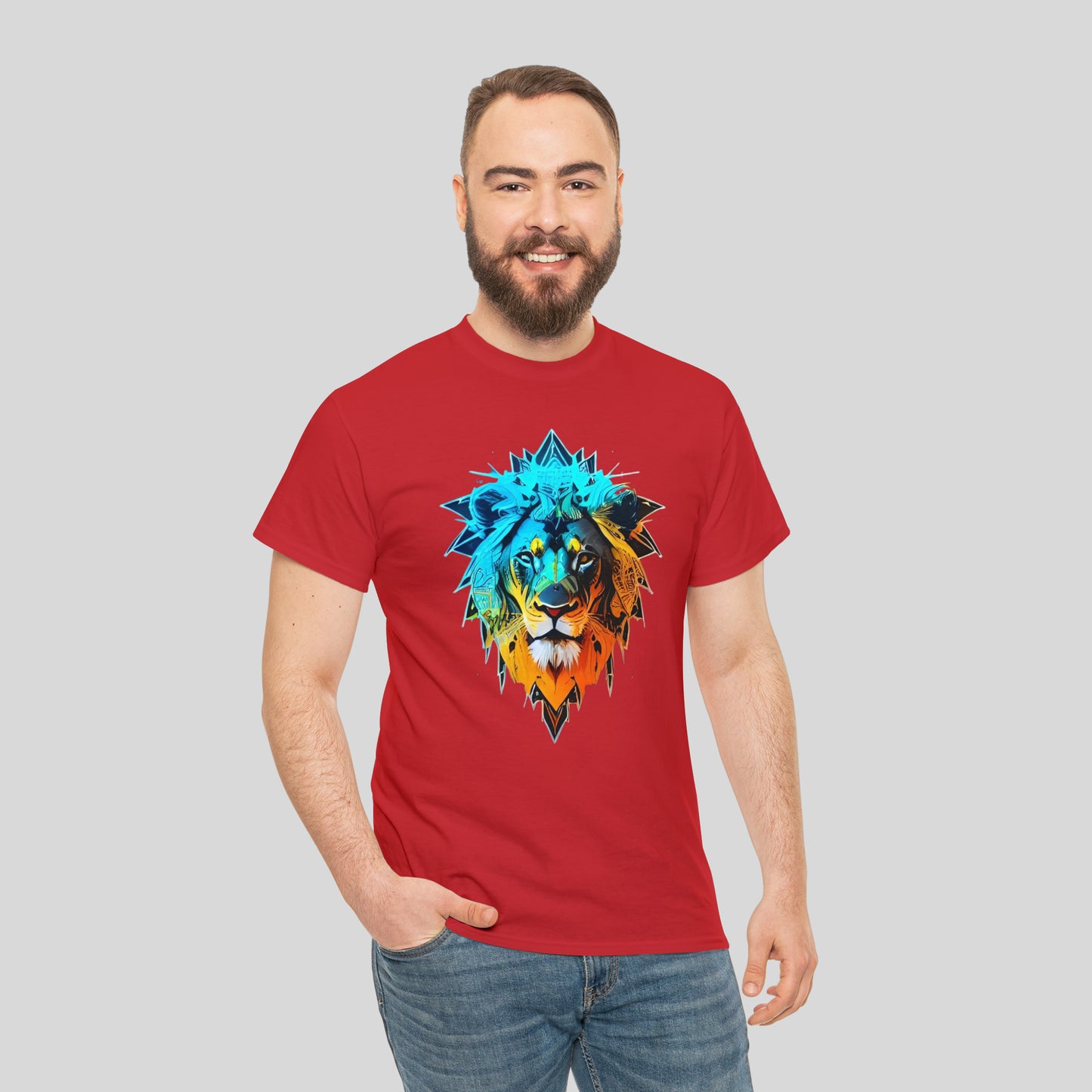 Colorful Lion, Custom Graphic Unisex Heavy Cotton Tee